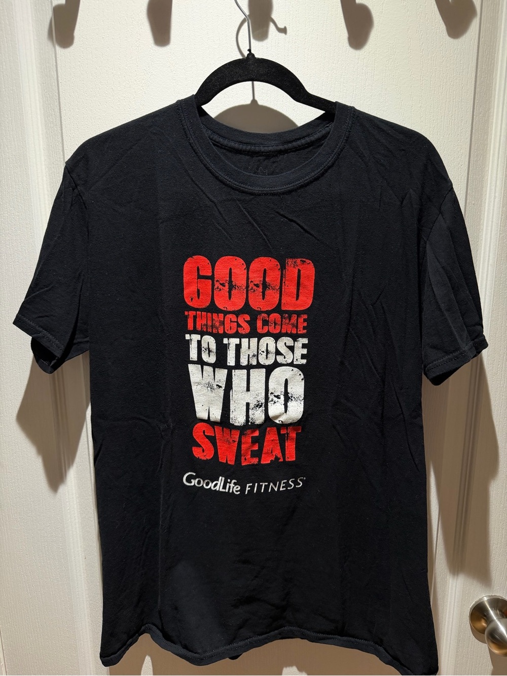 Goodlife Black Short-Sleeve Motivational Graphic Tee with Red & White Print